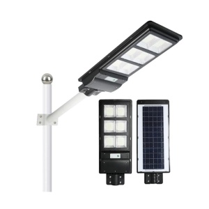 Lampa solara stradala Flippy, cu telecomanda, senzor de miscare si lumina, suport prindere, 135 LED-uri, IP65, ABS, 8AH, 100W, temperatura culoare 6500K, 48.5x22x6.8 cm, autonomie 10-12 ore, negru - Img 1