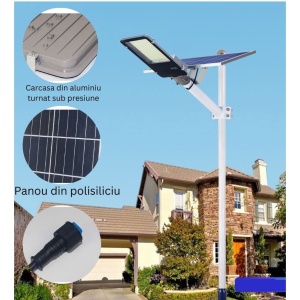 Lampa solara stradala Flippy, pentru curte sau strada, finisaj lucios, rezistent la apa, montare prin fixare, senzor lumina, baterie de litiu, IP65, lumina rece, putere 500W, autonomie 10 ore, 49.5 x 21 x 9 cm, negru - Img 5