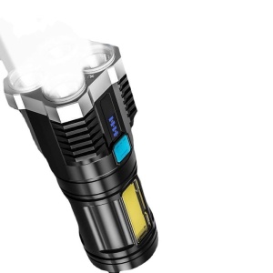 Lanterna LED Tactica 2 in 1, Flippy, 4 Moduri de Iluminare, Tip Proiector COB, Rezistenta la Apa, Reincarcabila, USB, Lanterna de Drumetii, 13.6 x 5 cm, Negru - Img 9