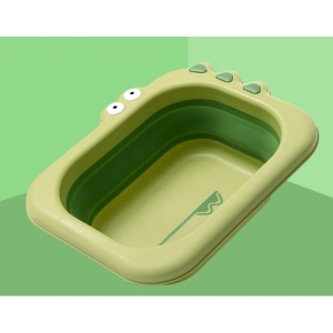 Lavoar Pliabil, Flippy, pentru Copii, din PP/TPE, Portabil, Model Crocodil, 30x24.5x9 cm, Verde - Img 7