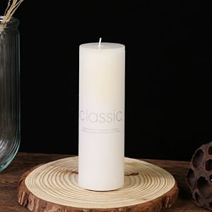 Lumanare Decorativa, Flippy, din Parafina, Cilindrica, Fara Fum si Fara Parfum, 5 x 15 cm, 260 g, Ardere 36h, Ivory Alb - Img 2