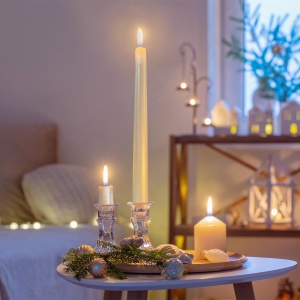 Lumanare Decorativa, Flippy, pentru Masa, 25 cm, din Parafina, fara Fum, Ardere 7.5h, Alb - Img 5