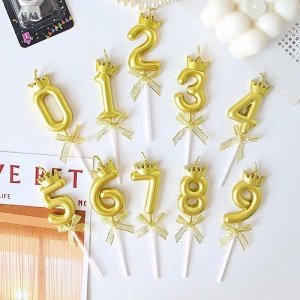 Lumanare pentru Tort Cifra 0, Model Coroana, Gold, Flippy, Party - Img 3