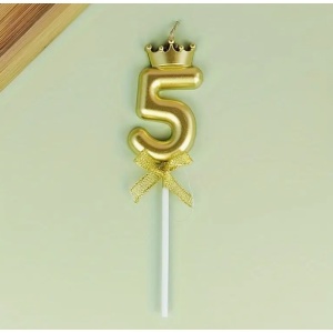 Lumanare pentru Tort Cifra 5, Model Coroana, Gold, Flippy, Party - Img 11