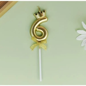 Lumanare pentru Tort Cifra 6, Model Coroana, Gold, Flippy, Party - Img 11