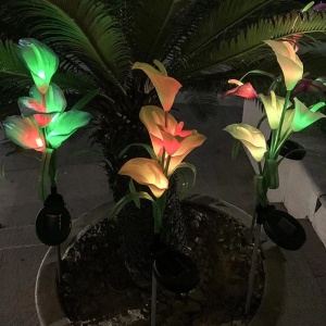 Lumina solara LED tip Crin cu 5 flori, inaltime 75 cm, pentru gradina, Flippy - Img 3