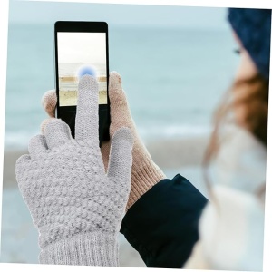 Manusi de Dama, Flippy, Functie Touchscreen (ecran tactil), Material Acril Tricotat, Manseta Elastica, Interior Catifelat, Marime Universala, Gri - Img 4