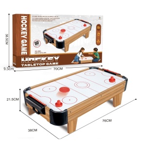Masa Air Hockey Graffiti cu Picioare Scurte, Flippy, Lemn, 2 Pucuri, Tabela Scor, 2 Impingatoare, 76x38x21.5 cm, Maro - Img 3