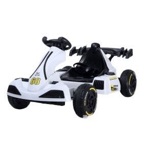 Masinuta Electrica Flippy, Tip Kart, cu Telecomanda, Dimensiune Reglabila, 2 Viteze, Sistem de Lumini si Sunet, Pentru Copii intre 1.2 - 1.6 Inaltime, 105 x 55 x 50 cm, Alb - Img 1