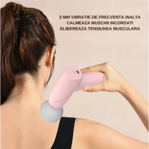 Mini Aparat de Masaj, Flippy, Tip Pistol, Incarcare USB Tip C, Portabil, Pentru Relaxare Musculara, Autonomie 120 Min, 3 Trepte de Viteza, Roz - Img 9
