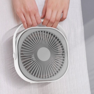 Mini ventilator pentru birou cu usb, Flippy, rotire 360 grade, 3 viteze, 1500 mA, 13.5 x 12,8, Alb - Img 7