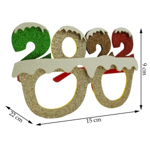 Ochelari petrecere de Revelion, 2022, Bej, din Plastic si Poliester, Flippy - Img 4