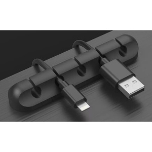 Organizator Cabluri, Flippy, Cable Clips, Fixare Dublu Adeziv, Silicon, 5 Sloturi, Negru - Img 3
