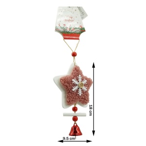 Ornament de brad broderie cu stea, Flippy, roz, lemn, 18 cm - Img 2