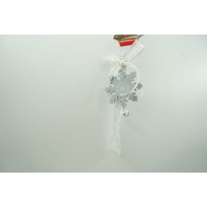 Ornament de brad fulg de nea, Flippy, gri, lemn, 25 cm