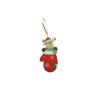 Ornament de brad ren in manusa, Flippy, rosu, lemn, 14 cm - Img 2