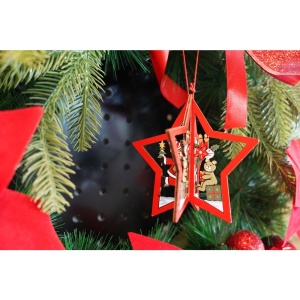 Ornament de brad stea, Flippy, multicolor, lemn, 10.5x9.5 cm - Img 3