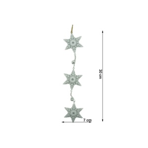 Ornament de brad trei fulgi de nea, Flippy, alb, metal, 30 cm - Img 6