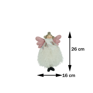 Ornament de Craciun ingeras, Flippy, alb, textil, 26 cm - Img 15