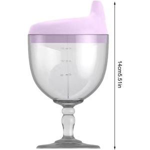 Pahar din Plastic Transparent cu Picior, Flippy, pentru Copii, 14 x 7.7 cm, cu Cioc Antiscurgere, + 3 Ani, Fara Maner, Mov - Img 3