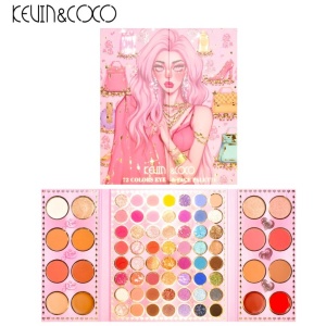 Paleta de farduri Kevin&Coco, 72 de culori, stil pliabil, conturing, iluminator, blush incluse, dreptunghiulara, 22 x 24.5 cm, 490 g, multicolor - Img 3