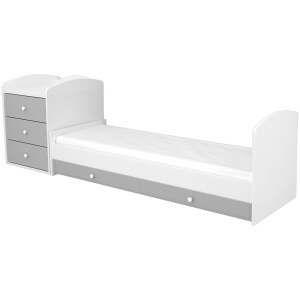Patut copii transformabil din lemn cu 4 sertare Hubners Patrik Kombi 120x60 cm alb grafit - Img 3