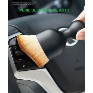 Pensula Multifunctionala, Flippy, Pentru Machiaj sau Indepartat Praful din Masina, Par Sintetic, cu Capac de Protectie, Negru - Img 4