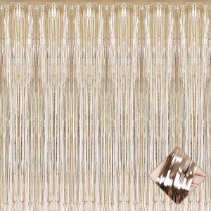 Perdea Franjurata, Flippy, Model Decor Petrecere, pentru Fundal de Poze, Amenajare Colorata a Petrecerii, Dimensiune 100x200 cm, Gold Sampanie - Img 8