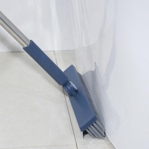 Perie de Curatare pentru Podele si Rosturi, Flippy, Lungime Maner 105 cm, Capat Pivotant 180 Grade, Peri din PP, Otel si Plastic, Cleste pentru Scame si Par Inclus, Albastru - Img 3