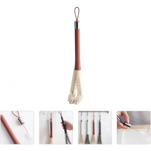 Perie de Curatat Pahare, Sticle, Biberoane, Flippy, cu Maner Lung, Uz Casnic, Silicon, Ergonomic, 3.9x5.4x38.5cm, Rosu - Img 7