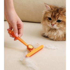Perie de Indepartare a Scamelor, Flippy, pentru Haine si Par de Animale, cu Doua Fete, Manual, Multifunctional, 12x14.5 cm, Accesoriu pentru Casa, Portocaliu - Img 10