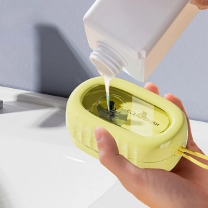 Perie de Spalat Haine, Flippy, cu Dispenser pentru Detergent, 4 Perii de Curatare, din ABS + PS, Galben - Img 3