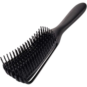 Perie Flexibila, Flippy, pentru Descurcat Par Cret/Umed si Uscat, 8 Brate Mobile, din TPE, 24.5 x 4.5 x 2 cm, Negru - Img 5