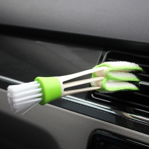 Perie Multifunctionala de Curatare, Flippy, pentru Ventilatie Auto, Doua Capete, Moale, Microfibra, Alb-Verde, 16.25cm - Img 8