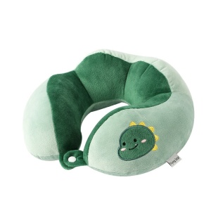 Perna de Calatorie, Flippy, Pentru Gat si Cap, Umplutura din Bumbac, 28x28x10 cm, cu Model Brodat Dinozaur, Verde - Img 4