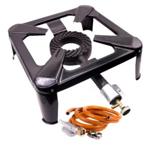 Pirostrie patrata din tabla 6.5 kW, 40 x 40 cm + Kit reglabil gpl 2 m, ceas + 2 coliere - Img 2