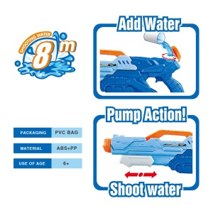 Pistol cu Apa pentru Copii, Rezervor, Pentru Piscina/Plaja, Flippy, 6ani+, Albastru, 1500ML - Img 4