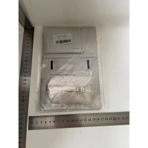 Portofel pentru Pasaport si Carduri, Flippy, 23x16 cm, 70g, din Piele PU, Suport Pix, Accesoriu Suport Eticheta, Unisex, Multifunctional, Argintiu - Img 2