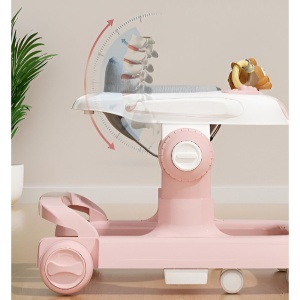 Premergator Multifunctional cu Roti Flippy, Model Iepuras, Inaltime Ajustabila, Tavita, Muzica, Lumini, 66x59x41 cm, Roz - Img 2