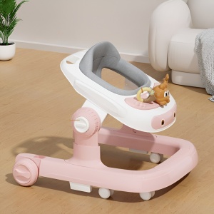 Premergator Multifunctional cu Roti Flippy, Model Iepuras, Inaltime Ajustabila, Tavita, Muzica, Lumini, 66x59x41 cm, Roz - Img 12