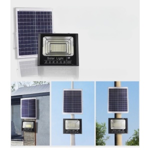 Proiector LED/Lampa solara de exterior Flippy, 20 cm x 25 cm, Rezistent la Apa IP67, cu Panou Solar, 220 LED SMD, 100W, Senzor de lumina, Timer, cu Telecomanda, 2 moduri de iluminat, kit montaj inclus, Lumina Rece - Img 9