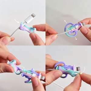 Protectie cablu USB, din silicon, model 2, multicolor - Img 2