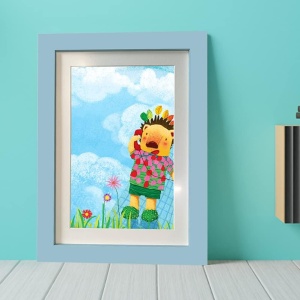 Rama Foto Flippy, cu Magnet, din Lemn, cu Spatiu Pentru Depozitare, Pentru Desene si Picturi A4, Sticla Securizata, Rama MDF, 21x30 cm, Albastru - Img 8