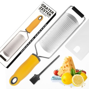 Razatoare manuala Flippy, perie inclusa, Inox, usor de utilizat, 31x6.7 cm, Galben - Img 4