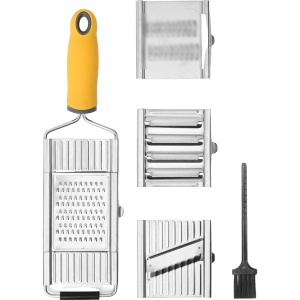 Razatoare multifunctionala Flippy, Inox, 4 tipuri de lame, usor de manevrat, maner din ABS ergonomic,33 x 8.6 cm, periuta curatare inclusa, Lame interschimbabile, Argintiu - Img 1