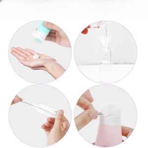 Recipient Portabil din Silicon Elegant de Voiaj, Sticla de Calatorie, Flippy, Potrivita pentru Lotiune, Sampon si Alte Lichide, Anti-scurgere, cu Posibilitate de Reumplere, Capacitate 90mL, Mov - Img 3