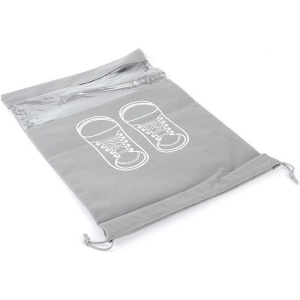 Sac depozitare incaltaminte, pentru voiaj sau depozitare, rezistent la praf, compatibil cu masina de spalat, 27 x 36 cm, gri deschis - Img 6