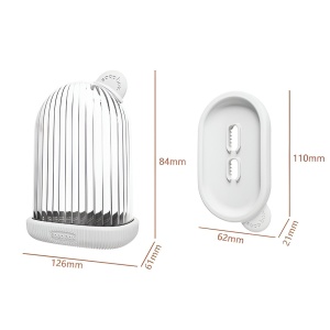 Sapuniera de Calatorie, Flippy, Suport pentru Sapun cu Scurgere a Apei, Recipient cu Capac Depozitare, Savoniera pentru Baie, 12.6x6.1x8.4cm, Alb - Img 11