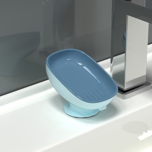 Savoniera din Plastic, Flippy, cu Ventuza, Design Modern, Albastru - Img 4