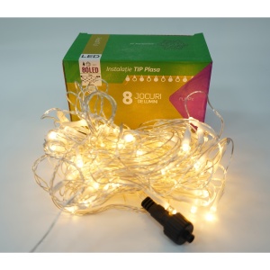 Sectiune Instalatie de Craciun Flippy, Tip Plasa, 80 LED-uri, 2 m x 1 m, 8 jocuri de lumini, Interconectabila, Fir transparent, Alb cald - Img 4